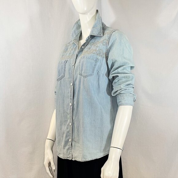 Denim Shirt With Crosshatch Stitching | Sonoma - Picture 7 of 7